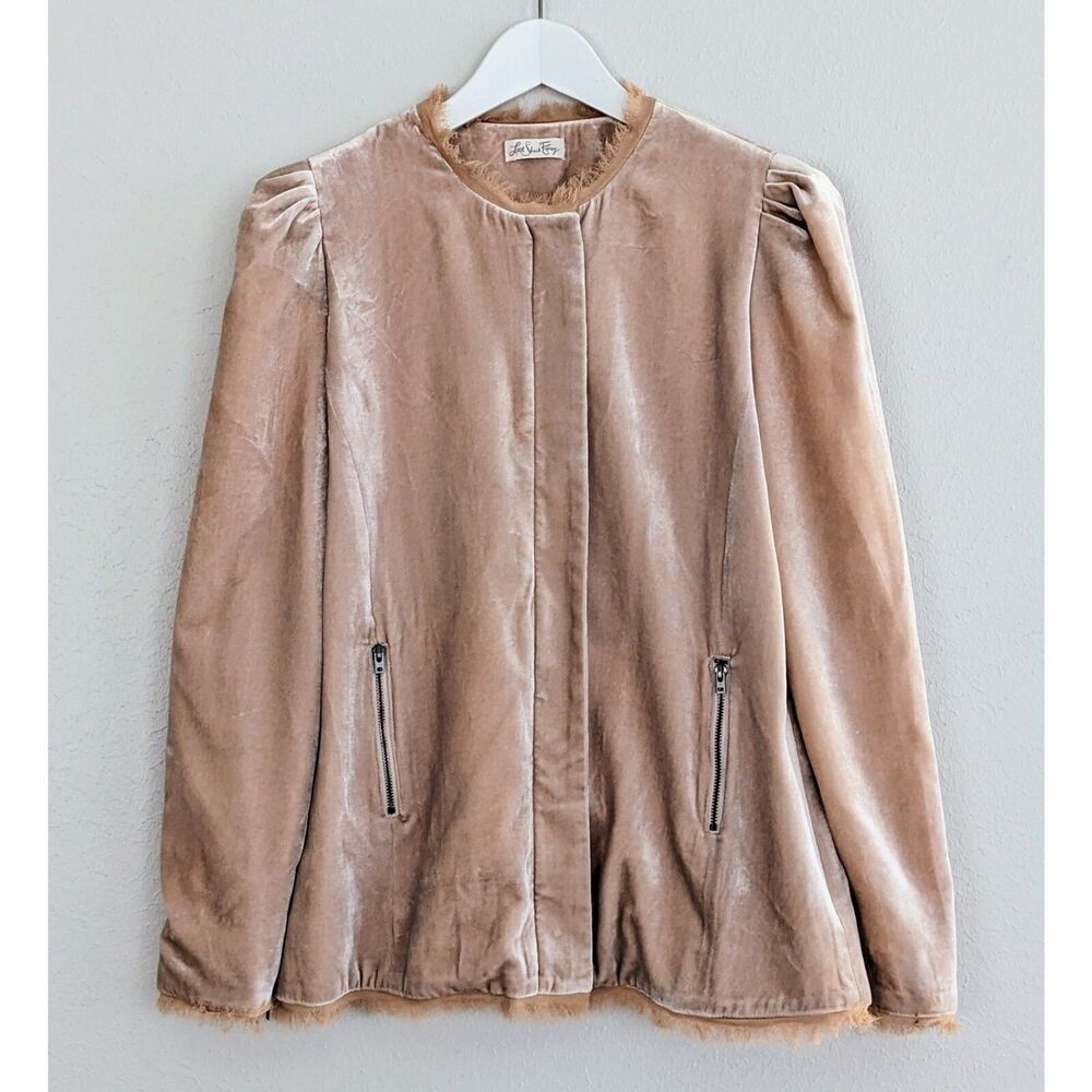 LoveShackFancy Sienna Velvet Jacket Womens Small Pink Full Zip Long Sleeve